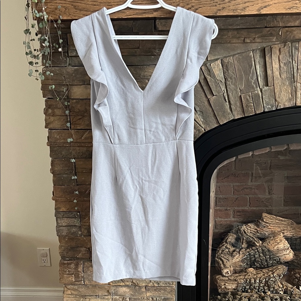 Dynamite light blue grey Backless Dress with Ruffle Detail